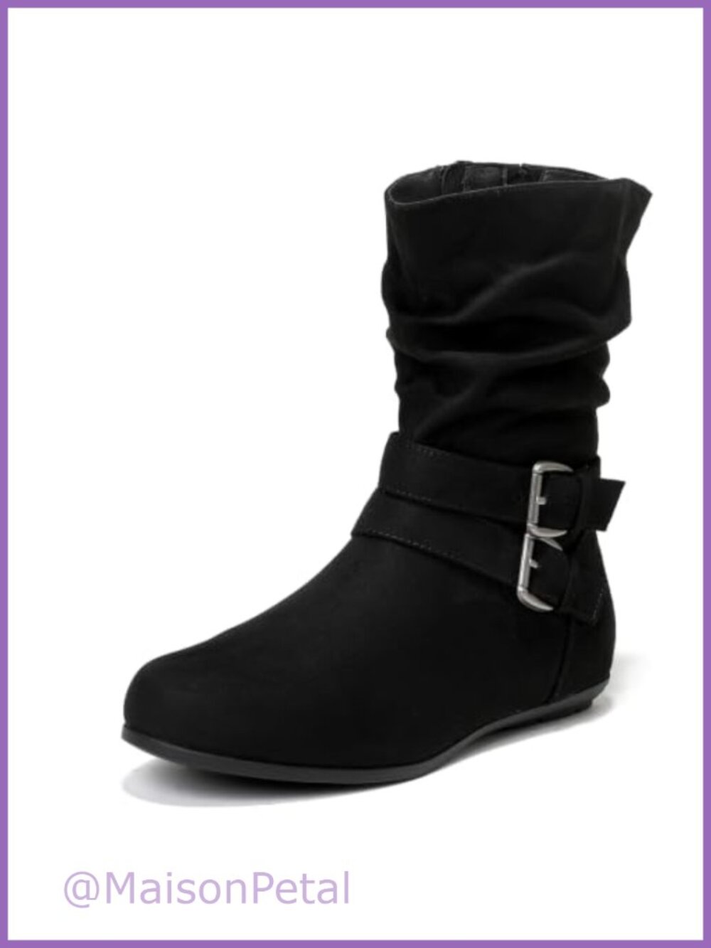 Wide Width Low Heel Side Zipper Ankle Boots Memory Foam Water Resistant